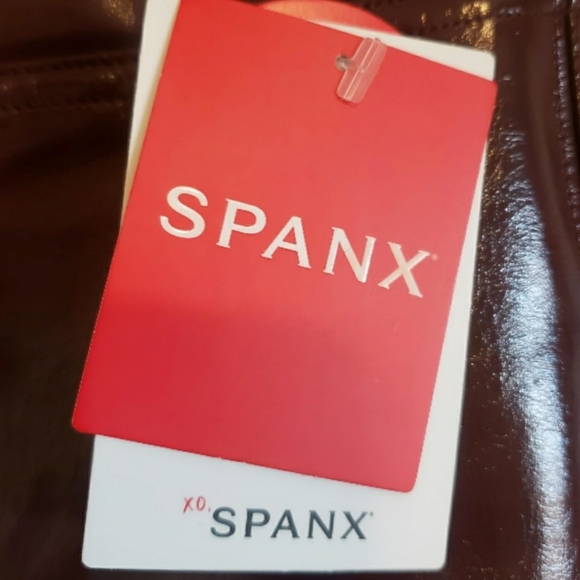 SPANX Leggings Faux Vegan Patent Leather Womens Ruby M L Hidden Waistband New - Picture 10 of 16